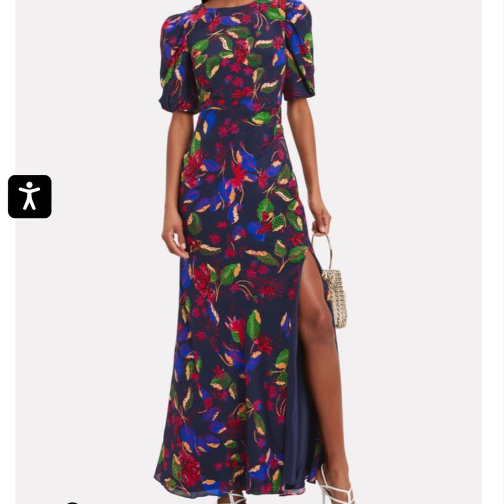 Saloni Annie B Floral Silk Gown